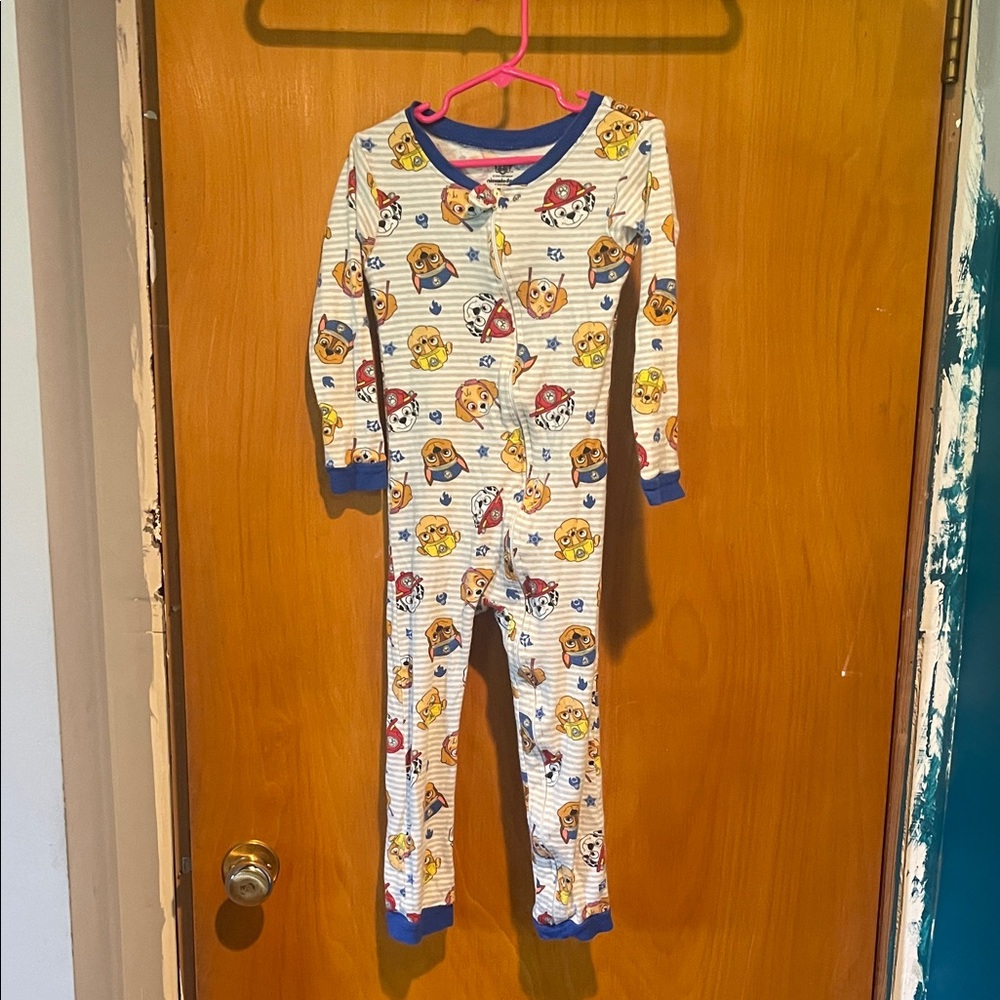 Kids Paw Patrol Print One Piece Pajama - Blue Trim